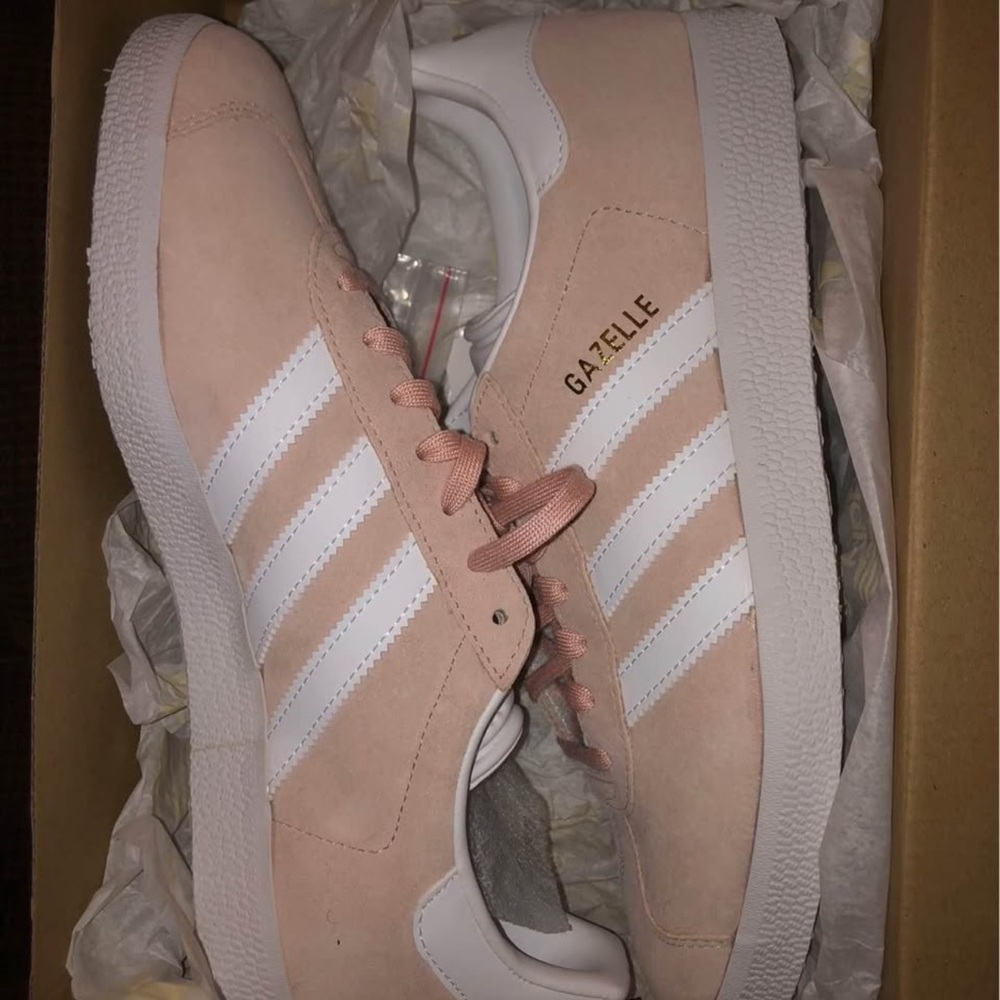 Adidas Pink and White Gazelle Sneakers